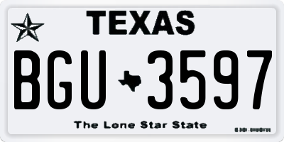 TX license plate BGU3597