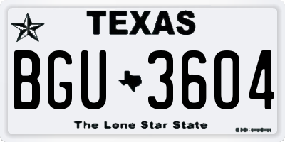 TX license plate BGU3604