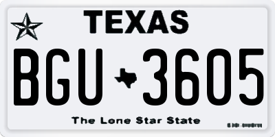 TX license plate BGU3605