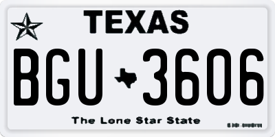 TX license plate BGU3606