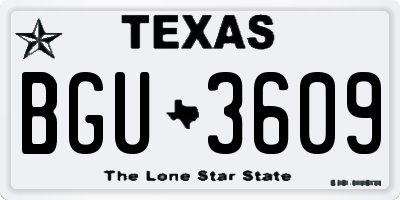 TX license plate BGU3609