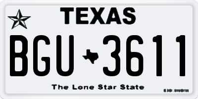 TX license plate BGU3611