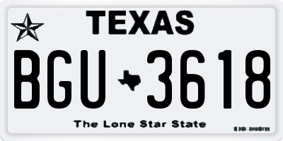 TX license plate BGU3618
