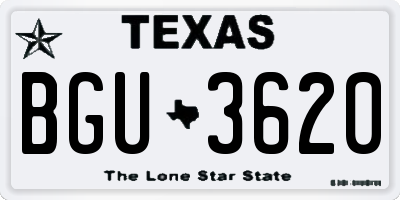 TX license plate BGU3620