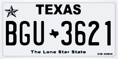 TX license plate BGU3621