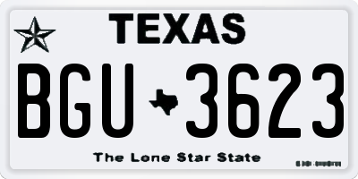TX license plate BGU3623