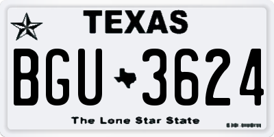 TX license plate BGU3624