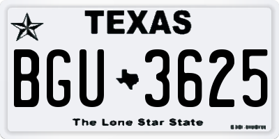 TX license plate BGU3625