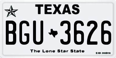 TX license plate BGU3626