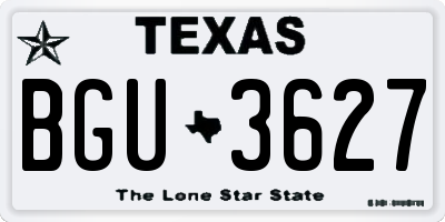 TX license plate BGU3627
