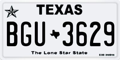 TX license plate BGU3629