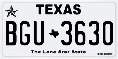 TX license plate BGU3630