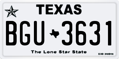 TX license plate BGU3631