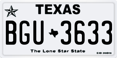 TX license plate BGU3633