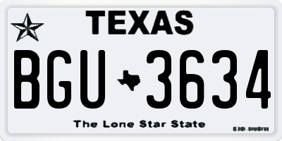 TX license plate BGU3634