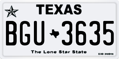 TX license plate BGU3635