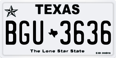 TX license plate BGU3636