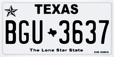 TX license plate BGU3637
