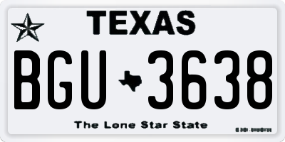 TX license plate BGU3638