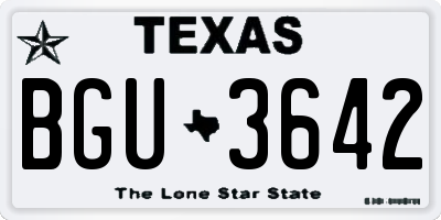 TX license plate BGU3642