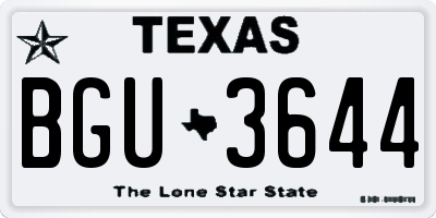 TX license plate BGU3644