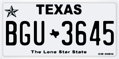 TX license plate BGU3645