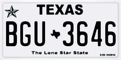 TX license plate BGU3646