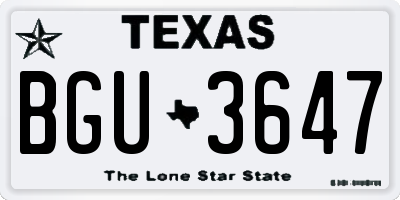TX license plate BGU3647