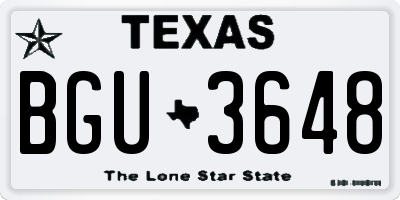 TX license plate BGU3648