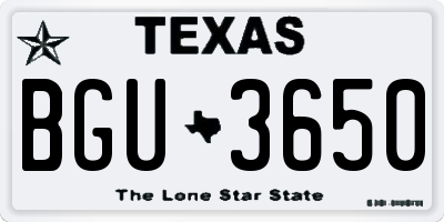 TX license plate BGU3650
