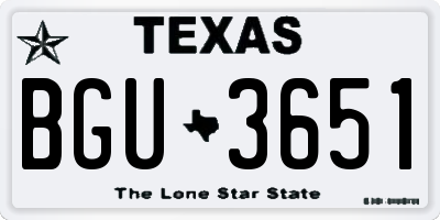 TX license plate BGU3651