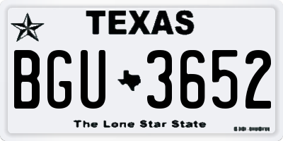 TX license plate BGU3652