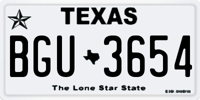 TX license plate BGU3654