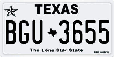 TX license plate BGU3655