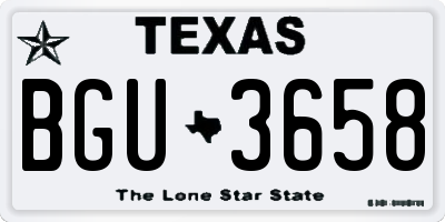 TX license plate BGU3658
