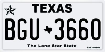 TX license plate BGU3660