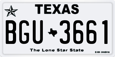 TX license plate BGU3661