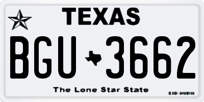 TX license plate BGU3662