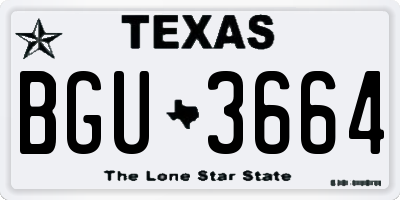 TX license plate BGU3664