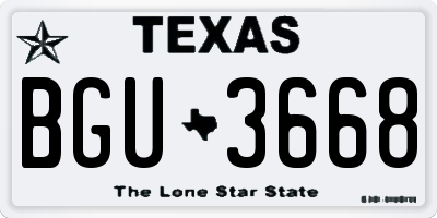 TX license plate BGU3668