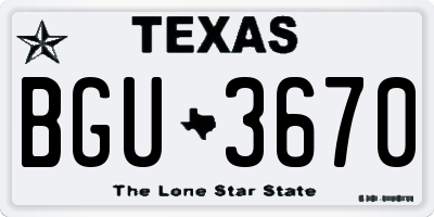 TX license plate BGU3670