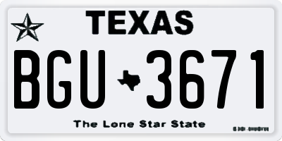 TX license plate BGU3671