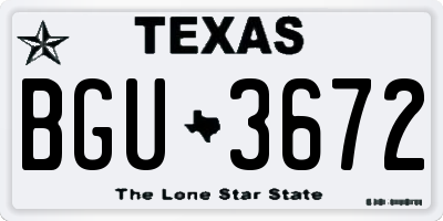 TX license plate BGU3672