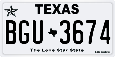 TX license plate BGU3674