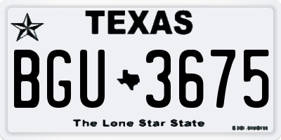 TX license plate BGU3675