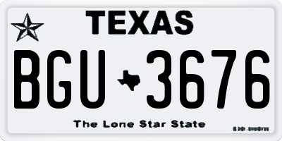 TX license plate BGU3676