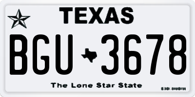 TX license plate BGU3678
