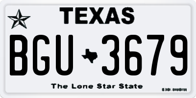 TX license plate BGU3679