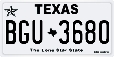 TX license plate BGU3680