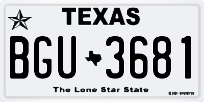 TX license plate BGU3681